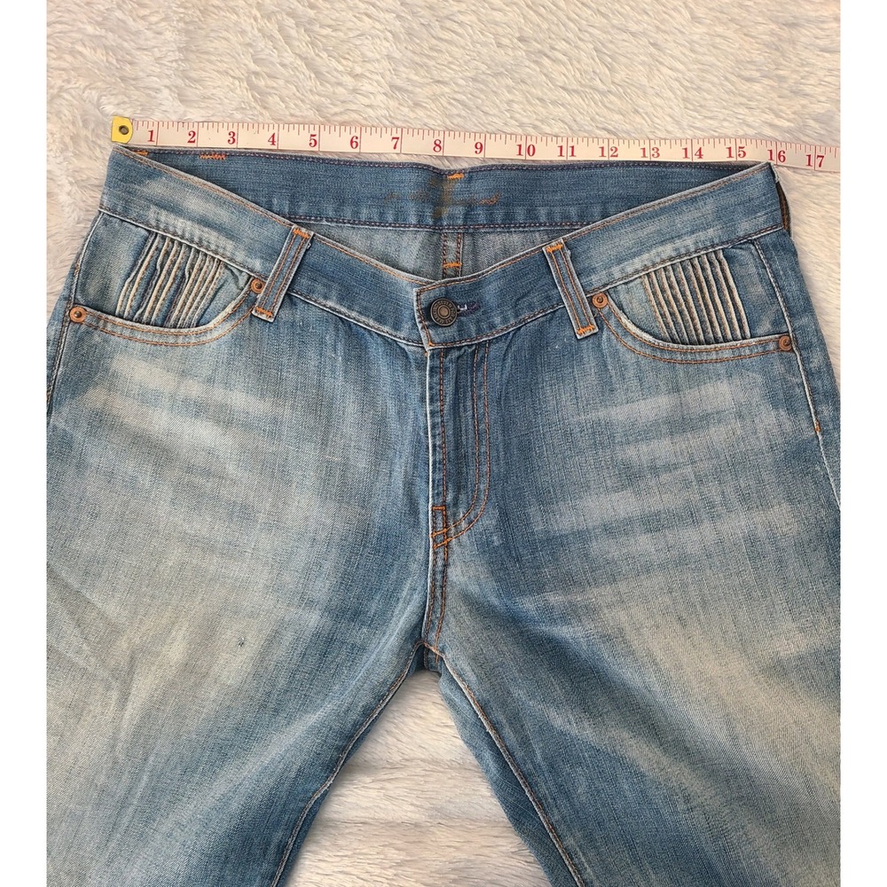 Y2K 7 For All Mankind Crinkle Pocket Bootcut Flare Jeans Light Wash Blue 29 - Picture 3 of 11